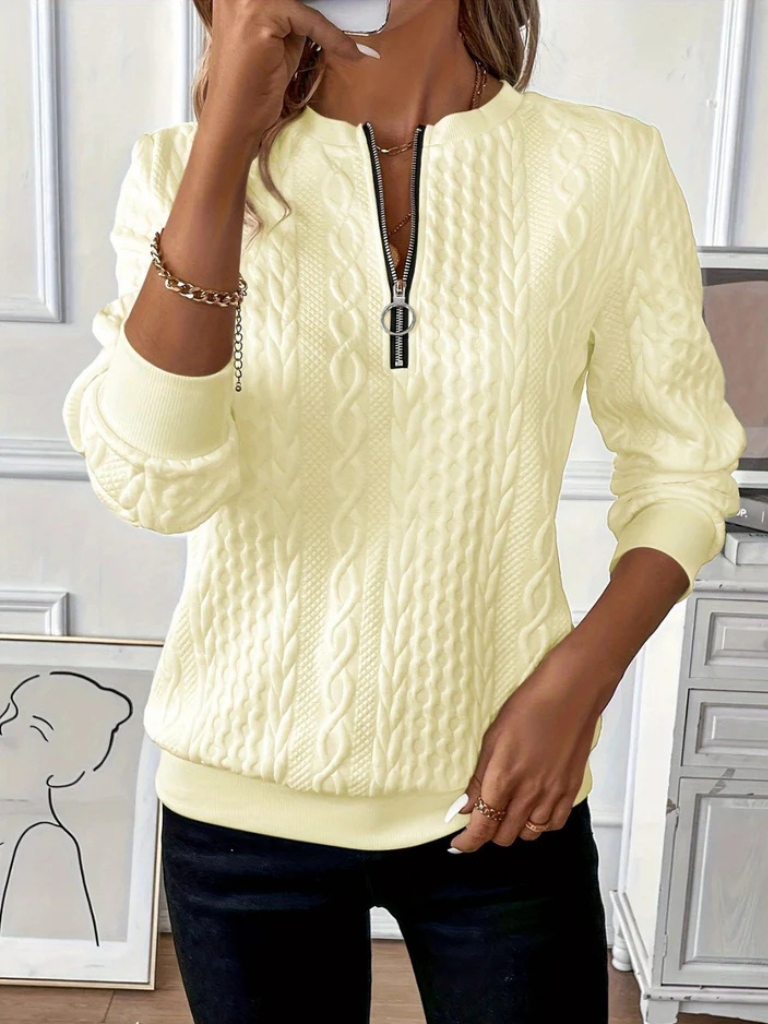Claire – Cotton Blend Jumper with Zip Detail