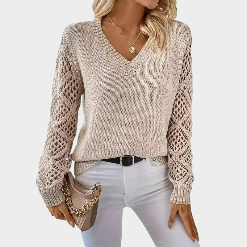 Elena – Knitted Jumper with V-Neck