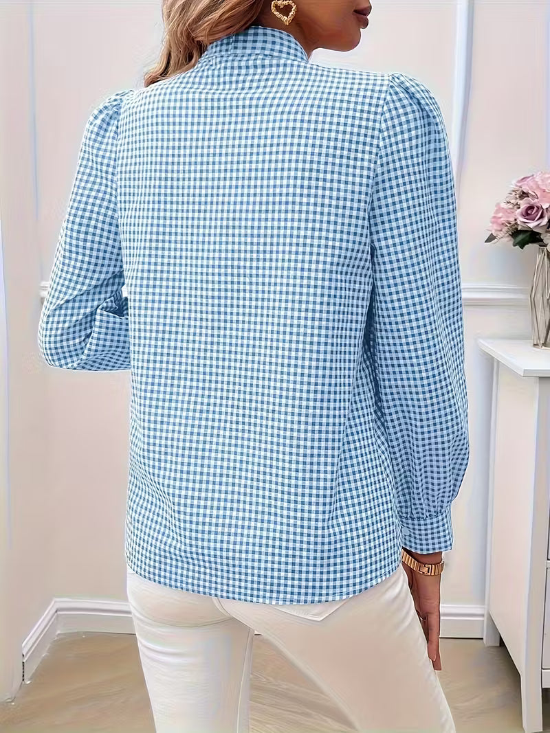 Elise – Checked Bow Blouse