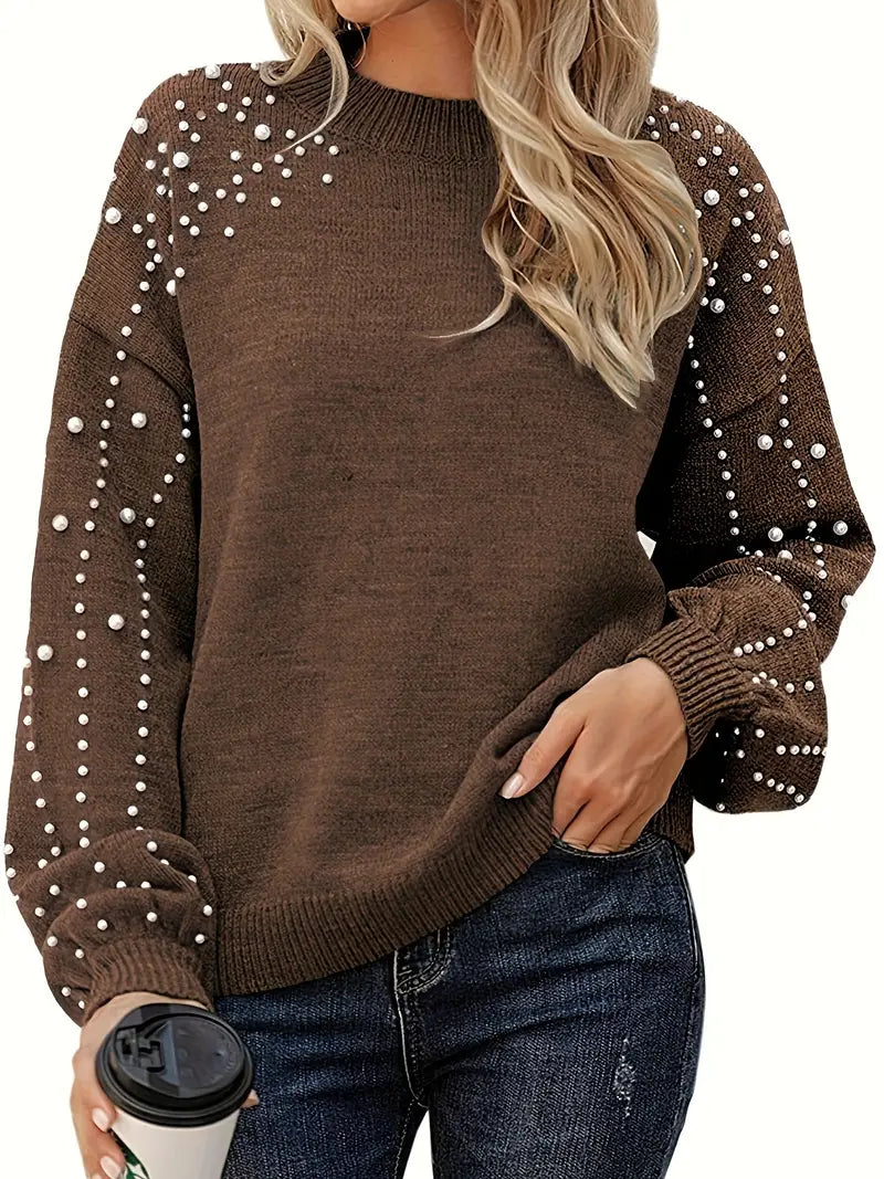 Lisa – Knitted Jumper with Pearl Detail