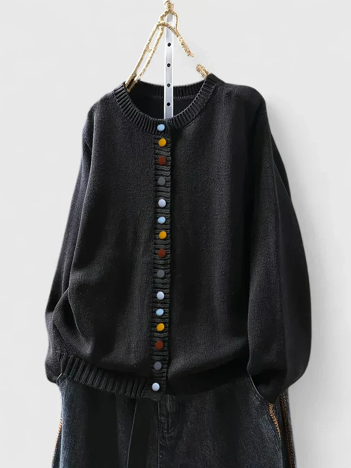 Flora – Knitted Jumper with Decorative Buttons