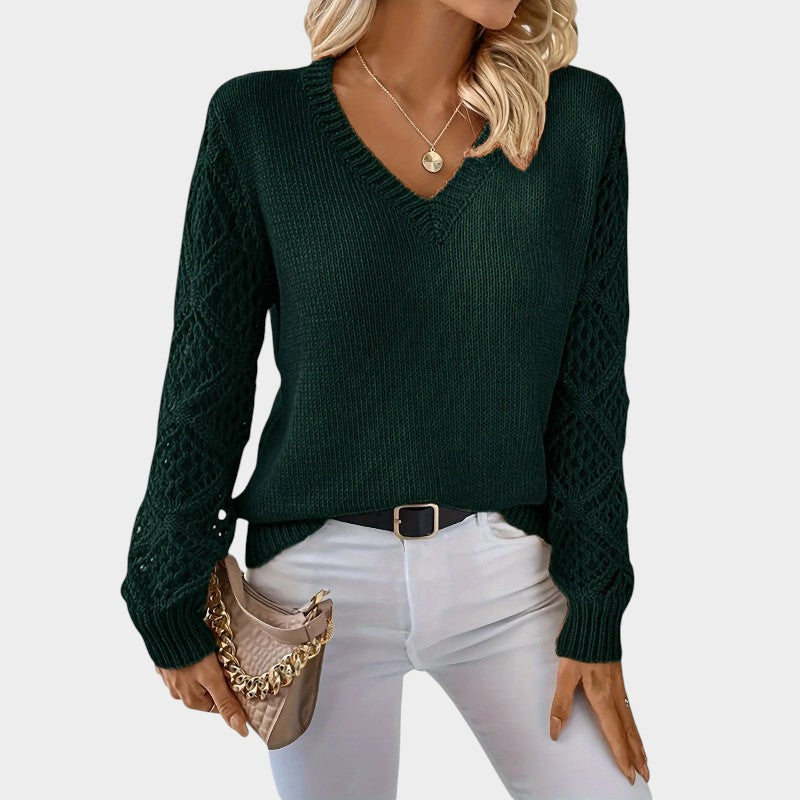 Elena – Knitted Jumper with V-Neck