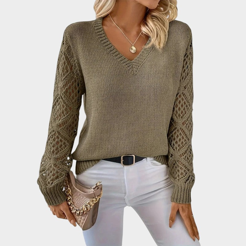Elena – Knitted Jumper with V-Neck