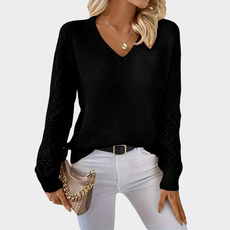 Elena – Knitted Jumper with V-Neck