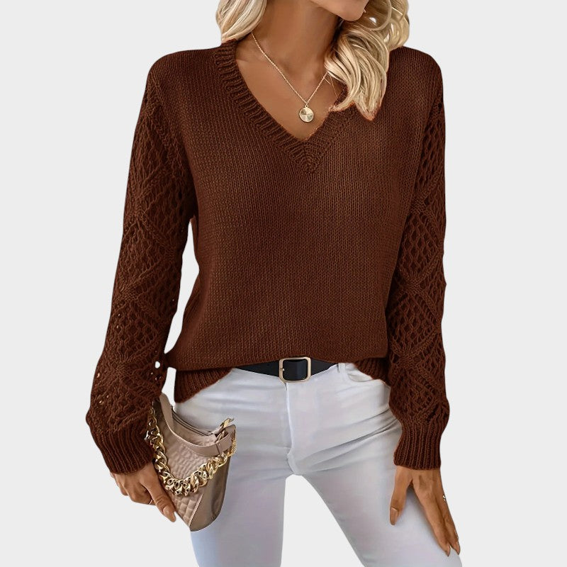 Elena – Knitted Jumper with V-Neck