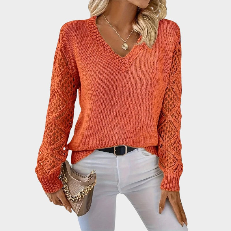 Elena – Knitted Jumper with V-Neck