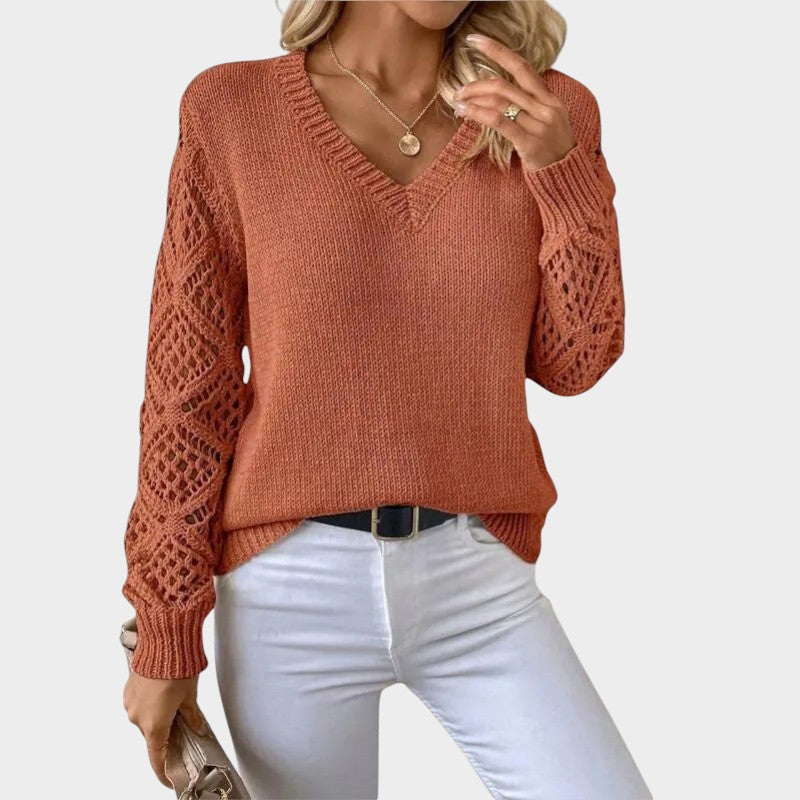 Elena – Knitted Jumper with V-Neck