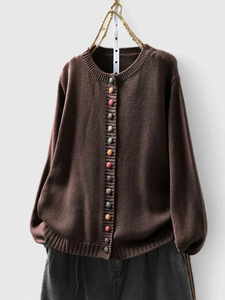 Flora – Knitted Jumper with Decorative Buttons