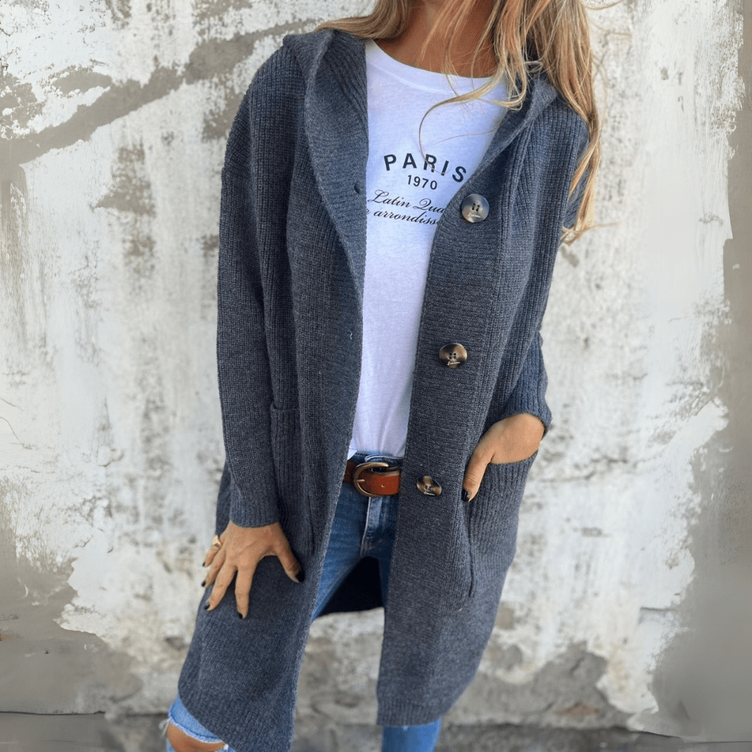 Lorene – Long button knit cardigan